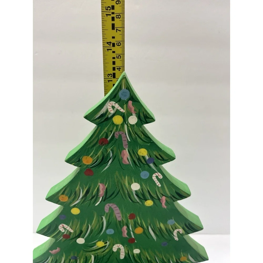 Christmas Tree Wooden Decor Hand Painted By Seasons Card Holder 13x11